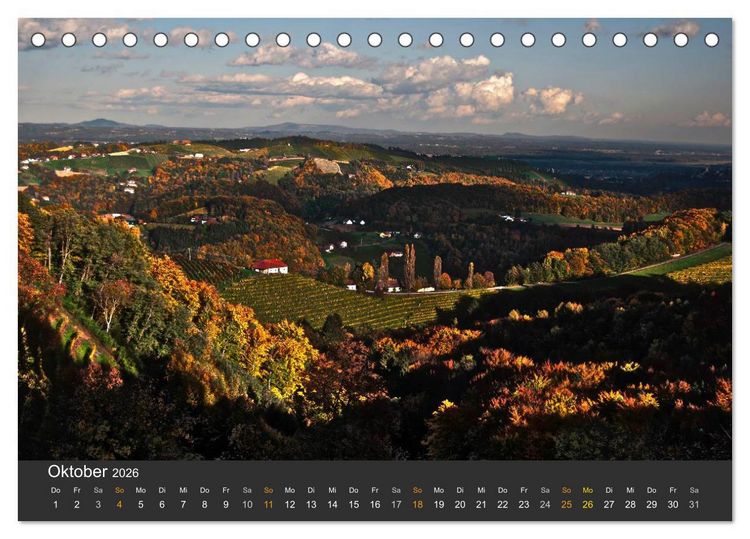 Produktbild: Die S&uuml;dsteirischen Weinstrasse (Tischkalender 2026 DIN A5 quer), CALVENDO Monatskalender