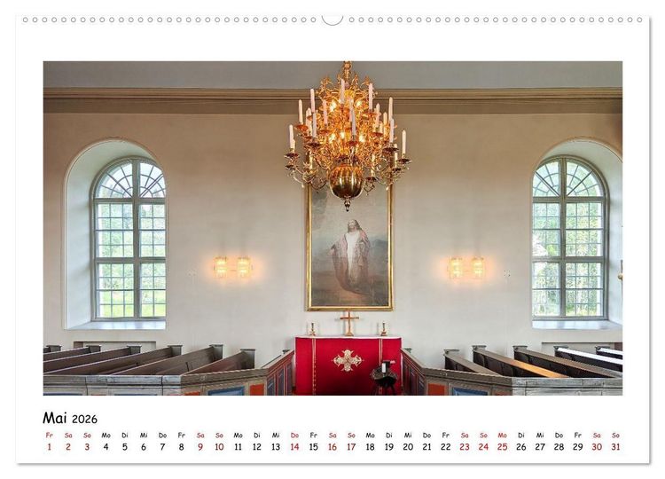Produktbild: Schwedische Kirchen auf dem St.Olavsweg (hochwertiger Premium Wandkalender 2026 DIN A2 quer), Kunstdruck in Hochglanz