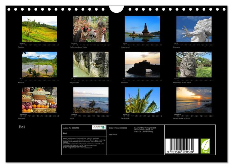 Produktbild: Bali (Wandkalender 2026 DIN A4 quer), CALVENDO Monatskalender