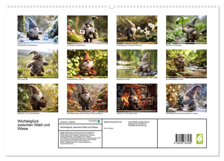 Produktbild: Wichtelgl&uuml;ck zwischen Wald und Wiese (hochwertiger Premium Wandkalender 2027 DIN A2 quer), Kunstdruck in Hochglanz