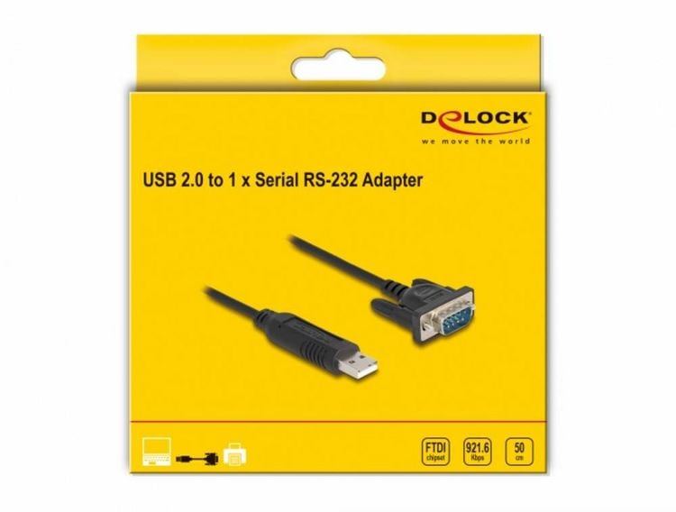Produktbild: Delock USB-Kabel USB 2.0 USB-A Stecker, VGA 9pol. Stecker 0.50m Schwarz 66461