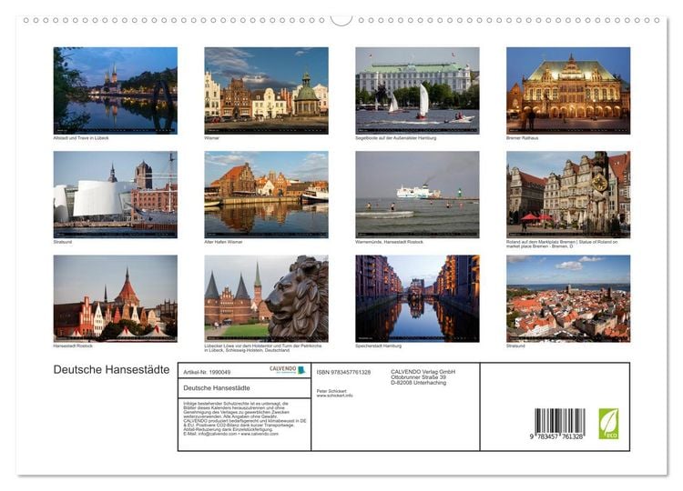 Produktbild: Deutsche Hansest&auml;dte (hochwertiger Premium Wandkalender 2026 DIN A2 quer), Kunstdruck in Hochglanz
