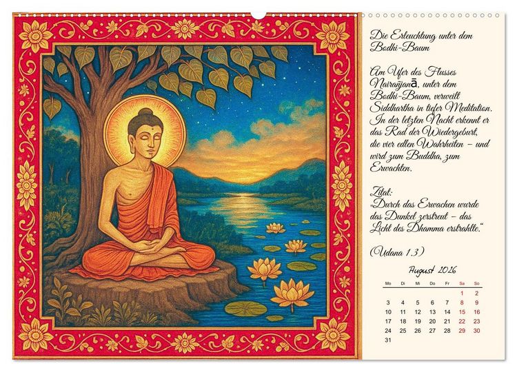 Produktbild: Siddhartas Pfad zum Buddha (Wandkalender 2026 DIN A2 quer), CALVENDO Monatskalender