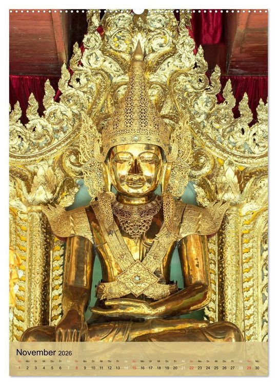 Produktbild: BUDDHA in GOLD (Wandkalender 2026 DIN A2 hoch), CALVENDO Monatskalender