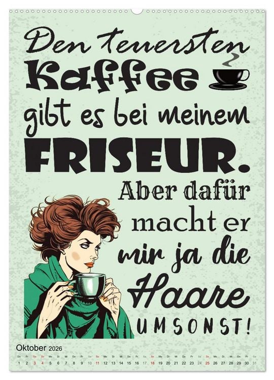 Produktbild: Haarige Friseurspr&uuml;che (Wandkalender 2026 DIN A2 hoch), CALVENDO Monatskalender