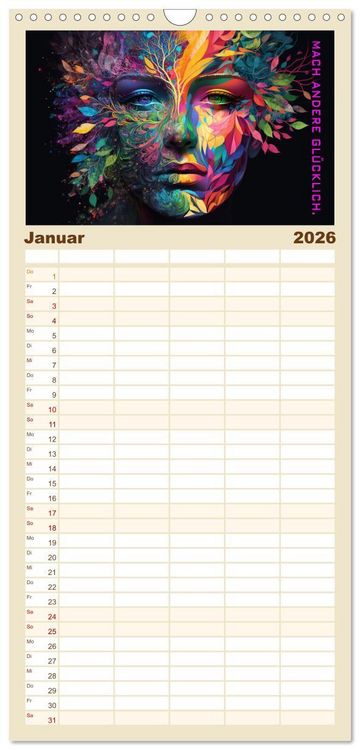 Produktbild: Familienplaner 2026 - Inneres Gleichgewicht mit 5 Spalten (Wandkalender, 21 x 45 cm) CALVENDO