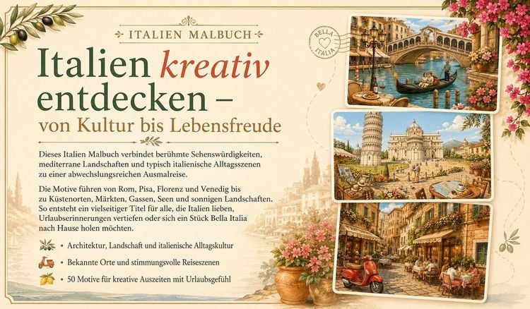 Produktbild: ITALIEN Malbuch f&uuml;r Erwachsene mit 50 wundersch&ouml;nen Ausmalmotiven