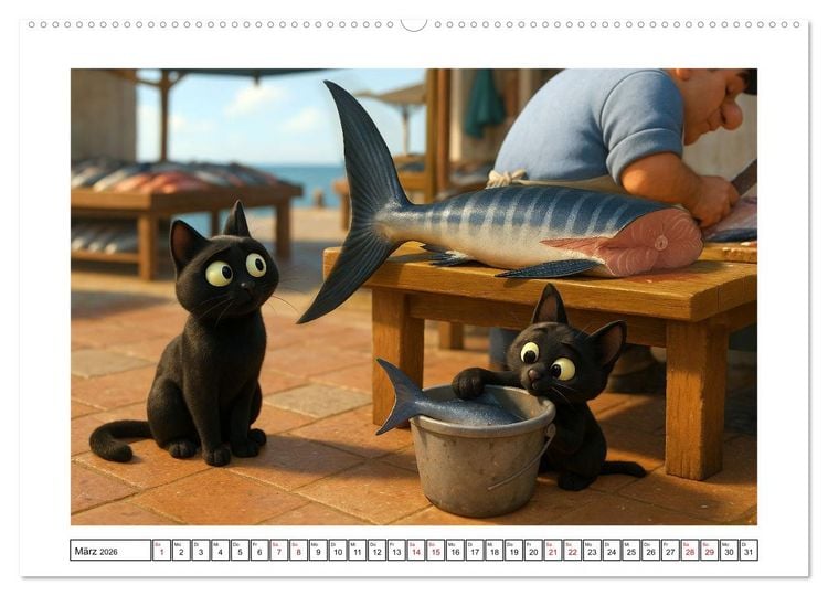 Produktbild: Katzen w&uuml;rden Fische kaufen (Wandkalender 2026 DIN A2 quer), CALVENDO Monatskalender