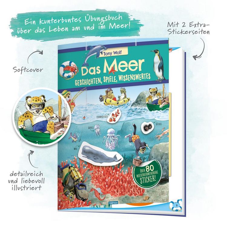 Produktbild: Tr&ouml;tsch Das Meer Geschichten Spiele Wissenswertes Stickerbuch