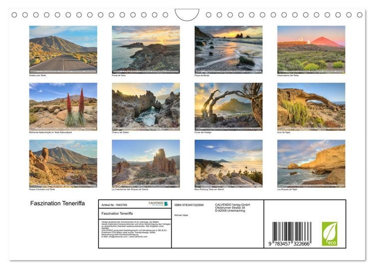 Produktbild: Faszination Teneriffa (Wandkalender 2026 DIN A4 quer), CALVENDO Monatskalender