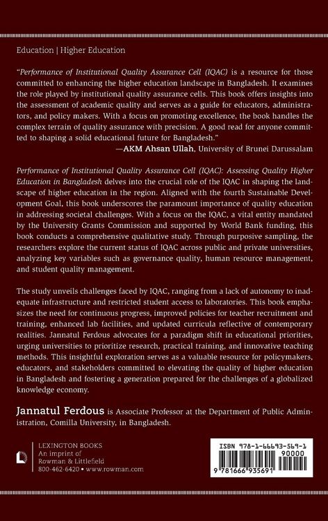 Produktbild: Performance of Institutional Quality Assurance Cell (IQAC)