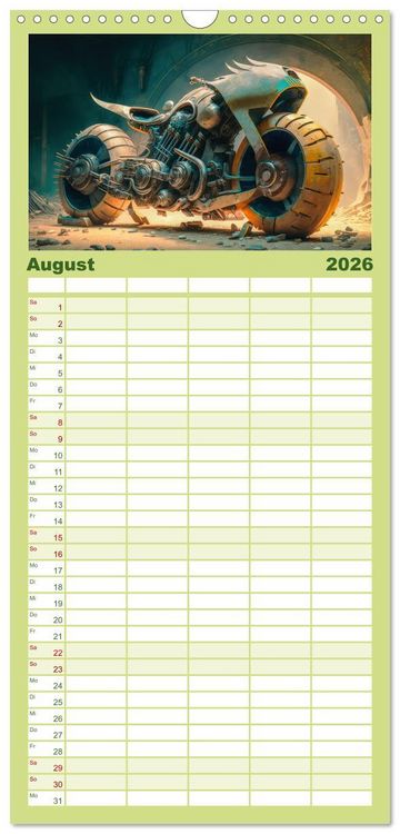 Produktbild: Familienplaner 2026 - Bizzare Motorr&auml;der mit 5 Spalten (Wandkalender, 21 x 45 cm) CALVENDO