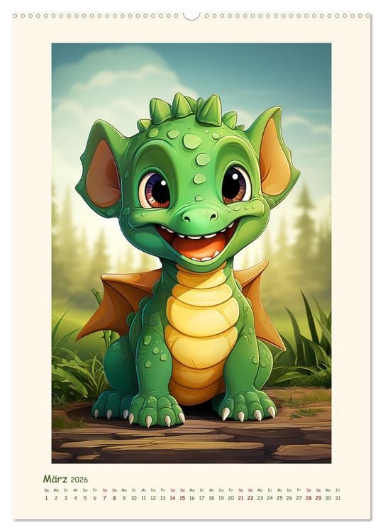 Produktbild: Happy Dinos (Wandkalender 2026 DIN A2 hoch), CALVENDO Monatskalender