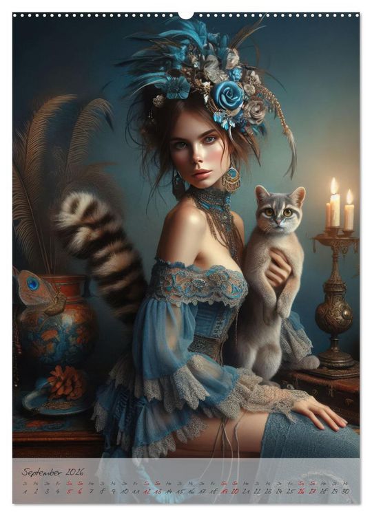 Produktbild: Eleganz der Exotik - Femme Fatale im Boh&egrave;me-Chic mit tierischen Begleitern (Wandkalender 2026 DIN A2 hoch), CALVENDO Monatskalender