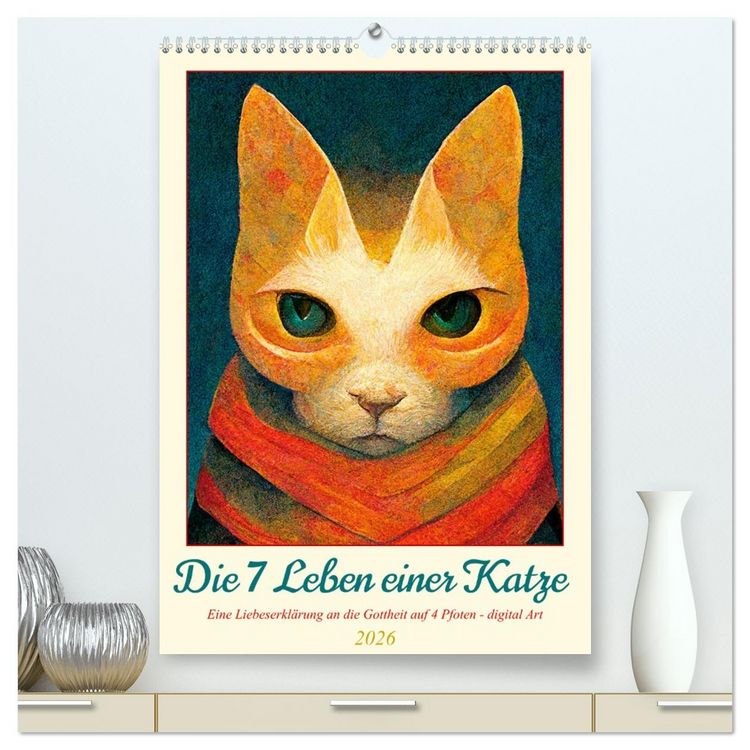 Produktbild: Die 7 Leben einer Katze (hochwertiger Premium Wandkalender 2026 DIN A2 hoch), Kunstdruck in Hochglanz