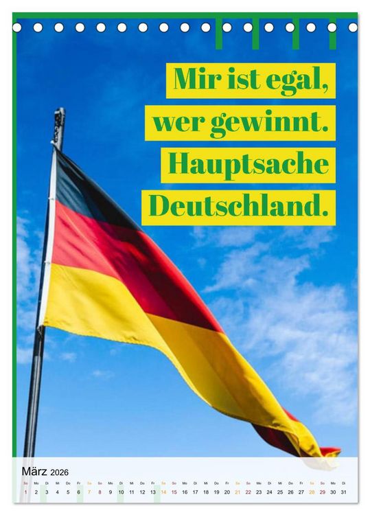 Produktbild: Ich mag Fu&szlig;ball&hellip; und vielleicht drei Leute. Spr&uuml;che und Weisheiten vom Spielfeldrand (Tischkalender 2026 DIN A5 hoch), CALVENDO Monatskalender