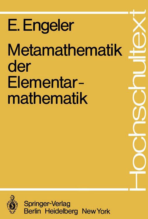 Produktbild: Metamathematik der Elementarmathematik
