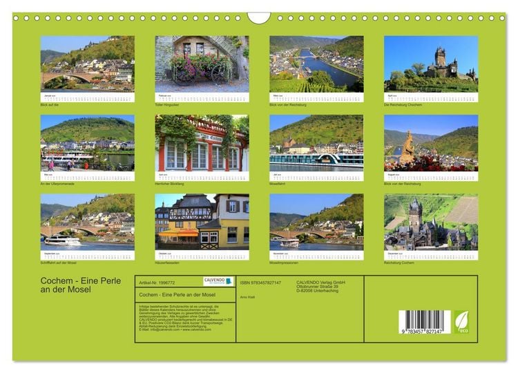 Produktbild: Cochem - Eine Perle an der Mosel (Wandkalender 2026 DIN A3 quer), CALVENDO Monatskalender