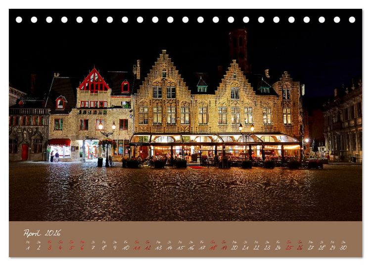 Produktbild: Br&uuml;gge und Gent im Zwielicht (Tischkalender 2026 DIN A5 quer), CALVENDO Monatskalender