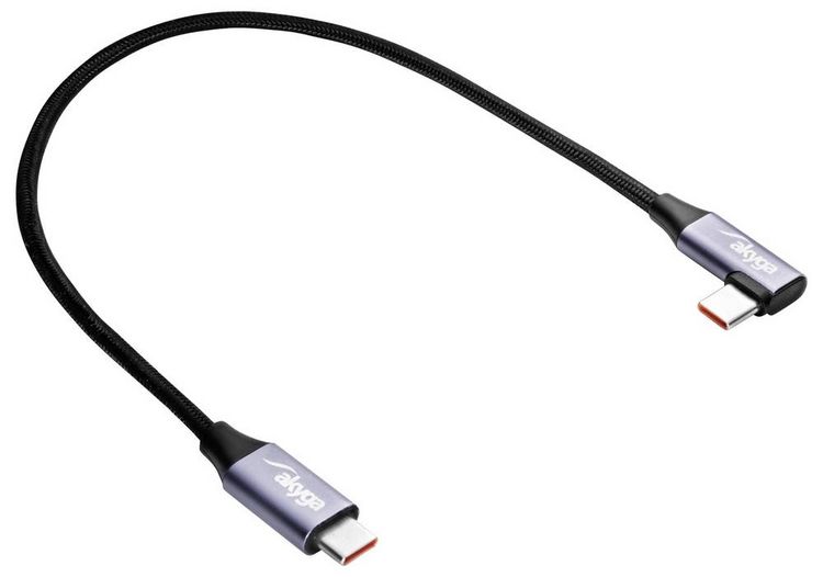 Produktbild: Akyga USB-Kabel USB-C&reg; Stecker, USB-C&reg; Stecker 0.30m Schwarz AK-USB-53
