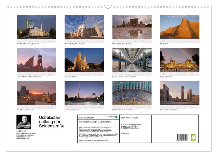 Produktbild: Usbekistan entlang der Seidenstra&szlig;e (Wandkalender 2026 DIN A2 quer), CALVENDO Monatskalender