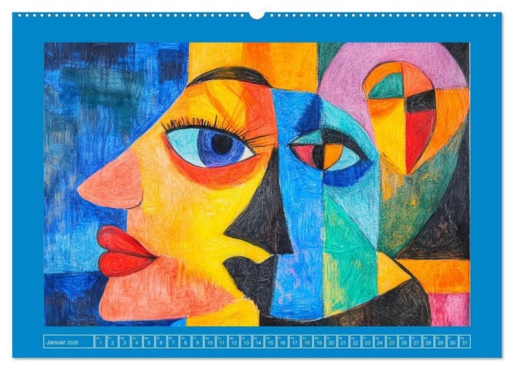 Produktbild: Liebe und Gl&uuml;ck. Abstrakte Kunst im &Ouml;lbilder-Stil (hochwertiger Premium Wandkalender 2026 DIN A2 quer), Kunstdruck in Hochglanz