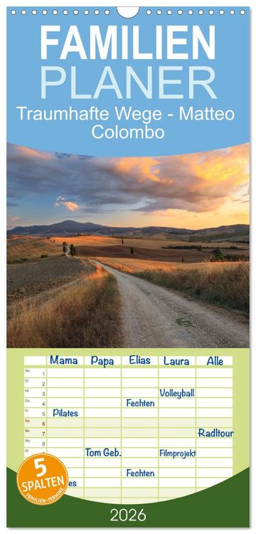 Produktbild: Familienplaner 2026 - Traumhafte Wege - Matteo Colombo mit 5 Spalten (Wandkalender, 21 x 45 cm) CALVENDO