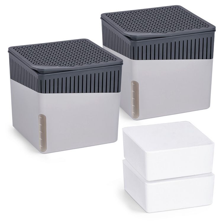 Produktbild: Raumentfeuchter Mod. Cube Grau 1000 g, 2er Set, beugt Schimmel und Ger&uuml;chen vor