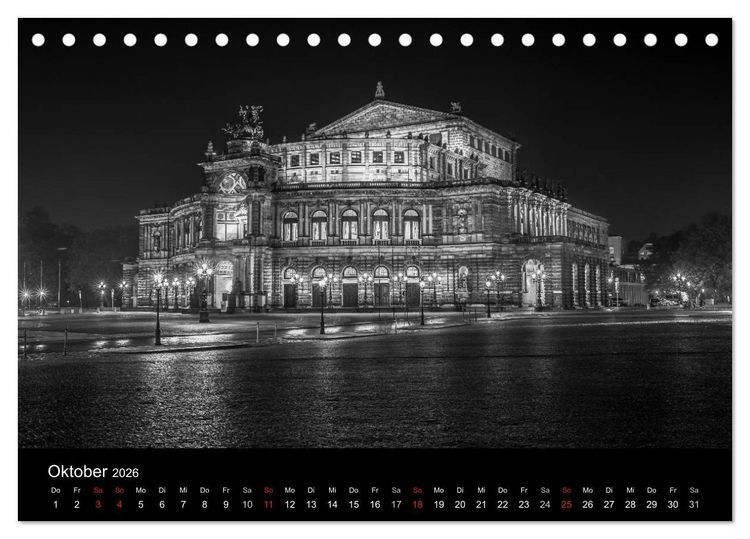 Produktbild: Dresden - Elbflorenz bei Nacht (Tischkalender 2026 DIN A5 quer), CALVENDO Monatskalender
