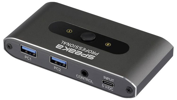 Produktbild: SpeaKa Professional 2 Port USB 3.2 Gen 1-Umschalter (USB 3.0) Grau