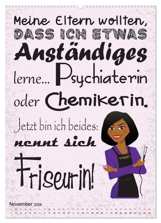 Produktbild: Haarige Friseurspr&uuml;che (Wandkalender 2026 DIN A2 hoch), CALVENDO Monatskalender