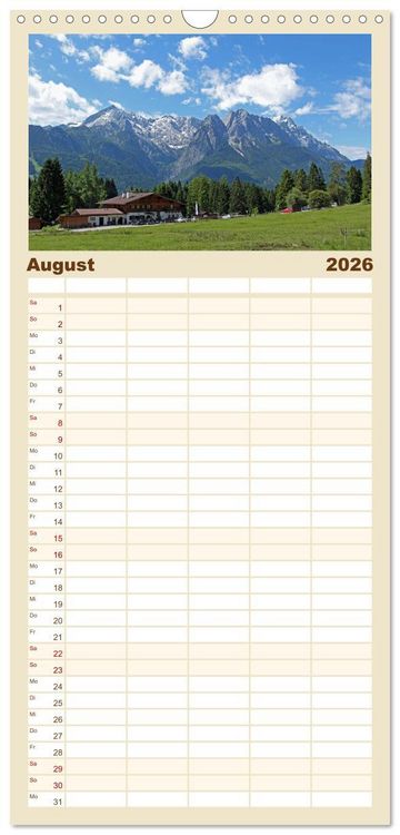 Produktbild: Familienplaner 2026 - Zauber der Zugspitze mit 5 Spalten (Wandkalender, 21 x 45 cm) CALVENDO