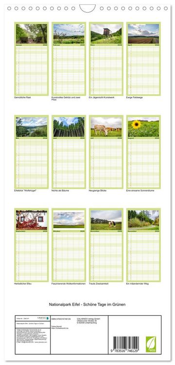 Produktbild: Familienplaner 2026 - Nationalpark Eifel - Sch&ouml;ne Tage im Gr&uuml;nen mit 5 Spalten (Wandkalender, 21 x 45 cm) CALVENDO