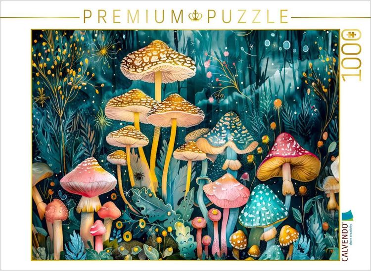 Produktbild: CALVENDO Puzzle Bl&uuml;hende Pilzwiesen mit Spinne | 1000 Teile Lege-Gr&ouml;&szlig;e 64x48cm Foto-Puzzle f&uuml;r gl&uuml;ckliche Stunden