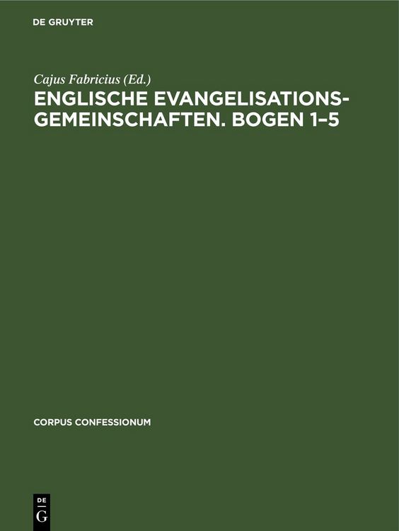 Produktbild: Englische Evangelisationsgemeinschaften. Bogen 1&ndash;5