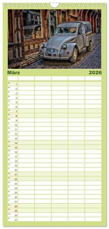 Produktbild: Familienplaner 2026 - Citro&euml;n 2CV - die Ente mit 5 Spalten (Wandkalender, 21 x 45 cm) CALVENDO