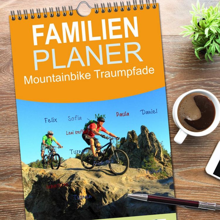 Produktbild: Familienplaner 2026 - Mountainbike Traumpfade mit 5 Spalten (Wandkalender, 21 x 45 cm) CALVENDO