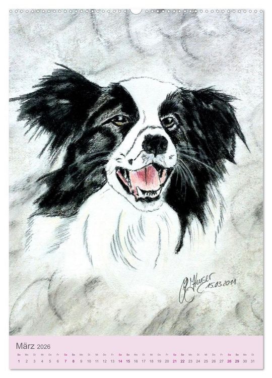 Produktbild: Hunde - Bezaubernde Portraitzeichnungen (Wandkalender 2026 DIN A2 hoch), CALVENDO Monatskalender