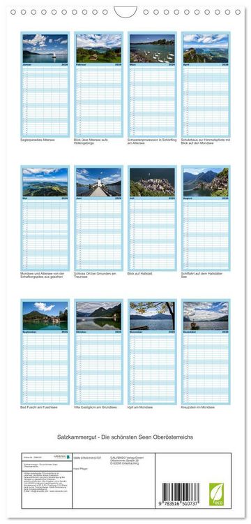 Produktbild: Familienplaner 2026 - Salzkammergut - Die sch&ouml;nsten Seen Ober&ouml;sterreichs mit 5 Spalten (Wandkalender, 21 x 45 cm) CALVENDO