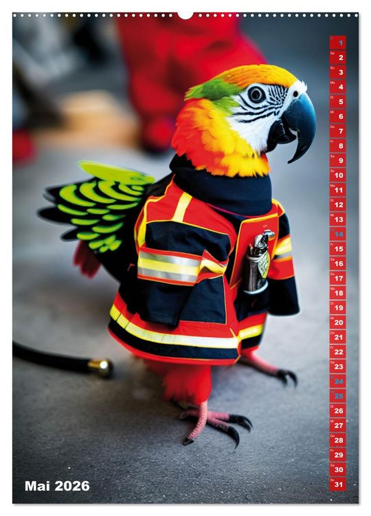 Produktbild: Feuerwehr - Tierischer Feuerwehrkalender (hochwertiger Premium Wandkalender 2026 DIN A2 hoch), Kunstdruck in Hochglanz