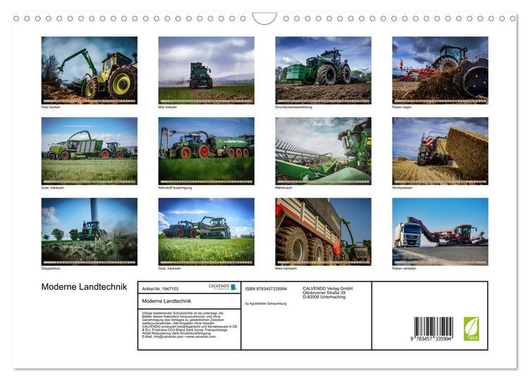 Produktbild: Moderne Landtechnik (Wandkalender 2026 DIN A3 quer), CALVENDO Monatskalender
