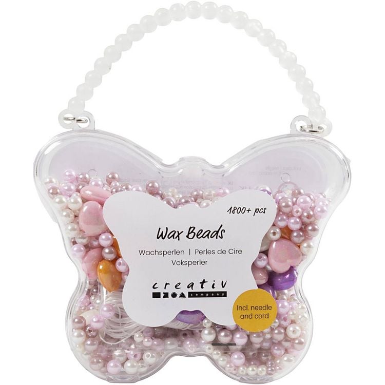 Produktbild: Creativ Company Wachsperlen, Lochgr&ouml;&szlig;e 1,3-2,5 mm, Pastellorange, Rosa mattiert, Helllila, Perlmutt, 127g