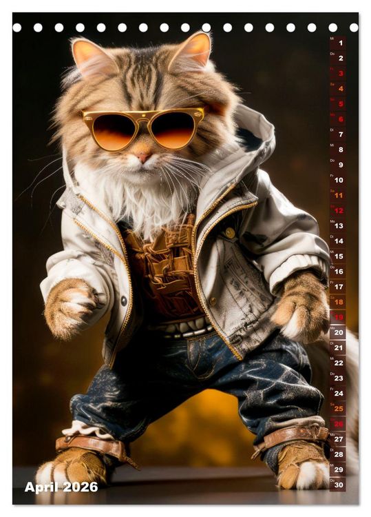 Produktbild: Stylische Katzen (Tischkalender 2026 DIN A5 hoch), CALVENDO Monatskalender