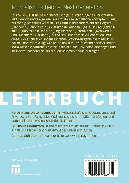 Produktbild: Journalismustheorie: Next Generation