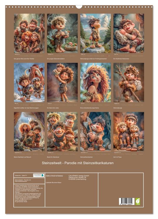 Produktbild: Steinzeitwelt - Parodie mit Steinzeitkarikaturen (Wandkalender 2027 DIN A2 hoch), CALVENDO Monatskalender
