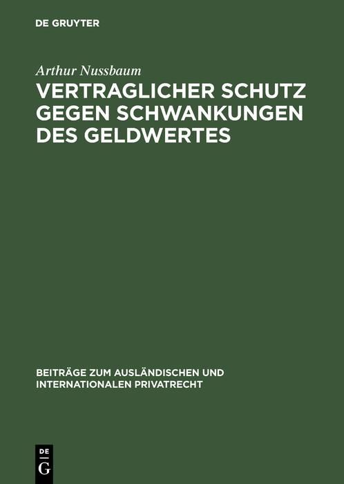 Produktbild: Vertraglicher Schutz gegen Schwankungen des Geldwertes