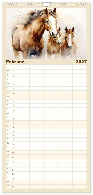 Produktbild: Familienplaner 2027 - Kraftpakete in Aquarell mit 5 Spalten (Wandkalender, 21 x 45 cm) CALVENDO