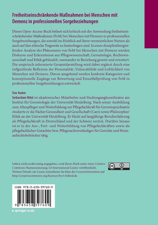 Produktbild: Freiheitseinschr&auml;nkende Ma&szlig;nahmen bei Menschen mit Demenz in professionellen Sorgebeziehungen