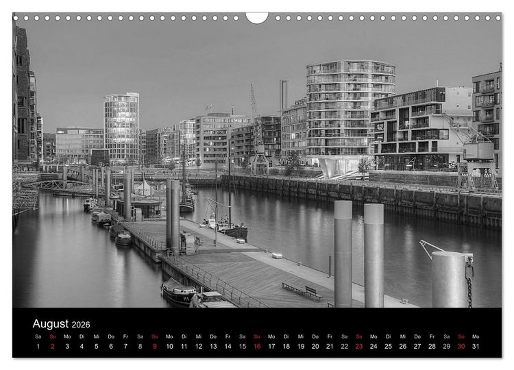 Produktbild: Hamburg monochrome Impressionen (Wandkalender 2026 DIN A3 quer), CALVENDO Monatskalender