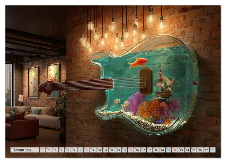 Produktbild: Saitenzauber &ndash; Gitarren im Bilderklang (Wandkalender 2026 DIN A2 quer), CALVENDO Monatskalender